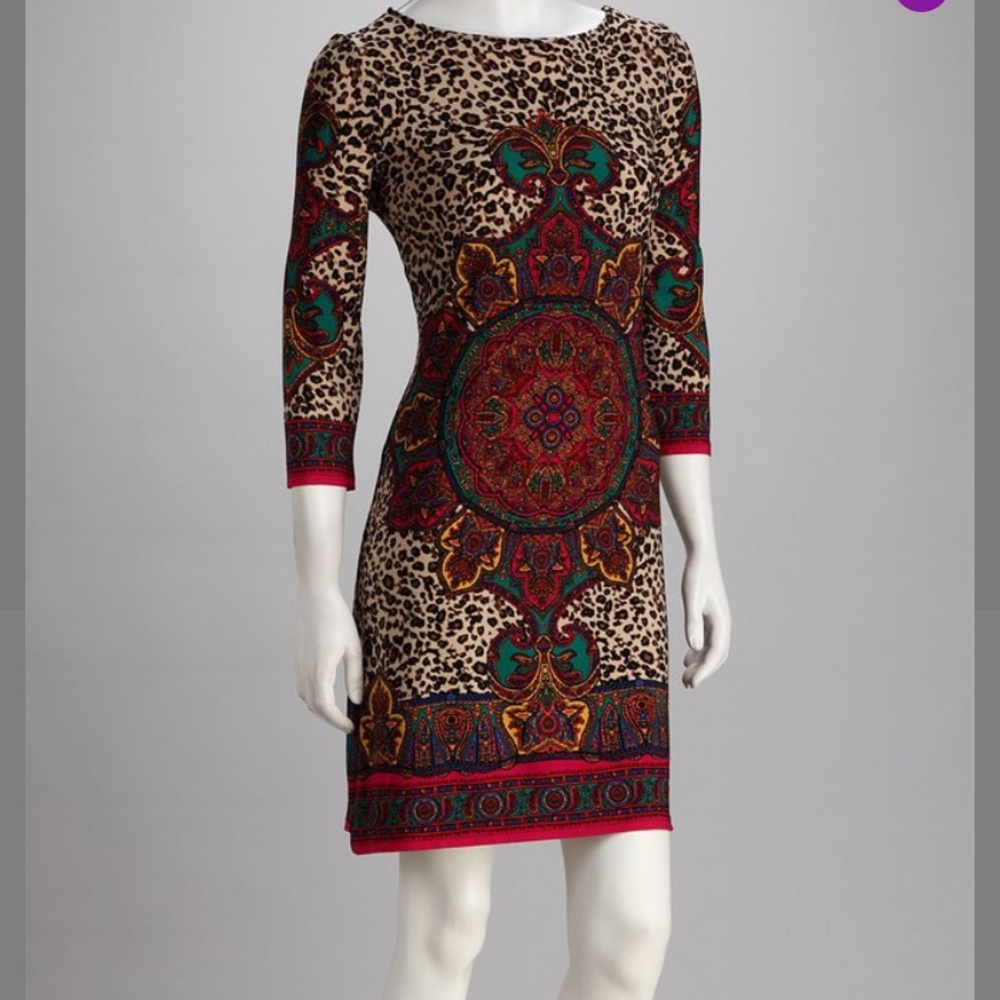 ‼️SALE‼️LondonTimes MultiPrint  leopard midi dress